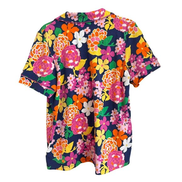 Bedhead X Trina Turk Short-Sleeve Pajama Top Large Organic Cotton Knit Floral - Picture 2 of 4